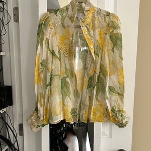 Christy Lynn Yellow and Green Floral Top